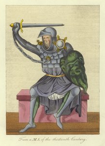 Şövalye, muhtemelen kral, zırhlı, 13. yüzyıla ait bir el yazmasından by English School