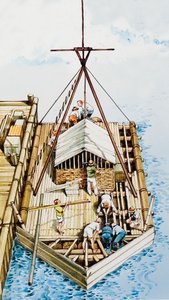 Kon-Tiki balsa ağacından inşa ediliyor by English School