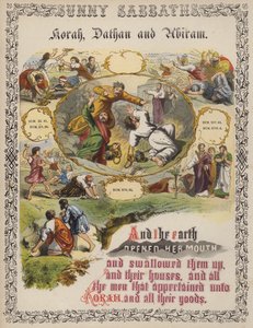 Korah, Datan ve Abiram (renkli gravür) by English School
