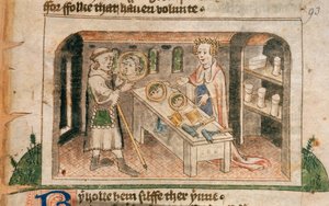 Lady Hagiography, bir hacıya merhem ve tuvalet eşyalarını sergiliyor, Guillaume Deguileville