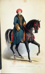 Leydi Hester Lucy Stanhope (1776-1839) Arap elbiseli, Anılarından bir örnek, Londra, 1845 (renkli gravür) by English School