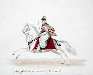 Bir Panço içinde At Sırtında Lima Leydisi by English School