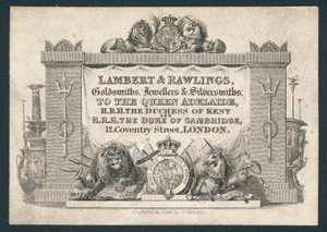 Lambert & Rawlings, kuyumcular, kuyumcular ve gümüşçüler, ticari kart by English School
