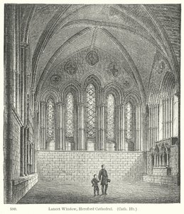 Lancet Penceresi, Hereford Katedrali (gravür) by English School