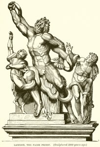 Laocoon, Sahte Rahip. (3000 Yıl Önce Heykelleştirildi) (gravür) by English School