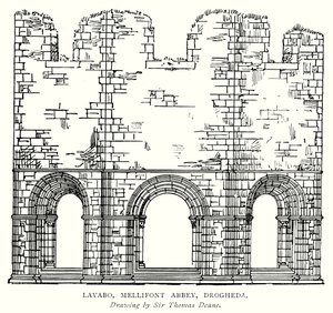 Lavabo, Mellifont Manastırı, Drogheda (gravür) by English School