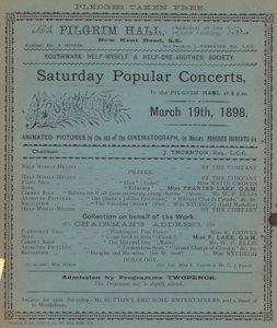 Hacı Salonundaki Cumartesi Popüler Konserlerinin reklamını yapan broşür by English School
