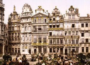 Grande Place Eski Evleri, Brüksel (el boyaması fotoğraf) by English School