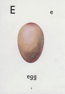 E harfi, yumurta (renkli taş) by English School