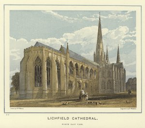 Lichfield Katedrali, kuzey doğu görünümü by English School