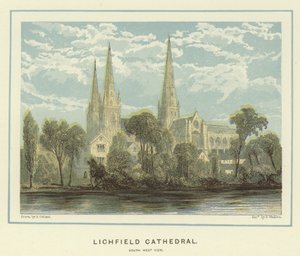 Lichfield Katedrali, güney batı görünümü by English School