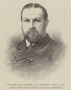Yarbay CE Stewart, CMG, CIE, Bengal Kurmay Kolordusu (Afgan Sınır Komisyonu) (gravür) by English School