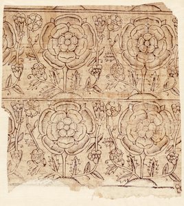 Tudor Rose desenli astar kağıdı, c.1550 (tahta baskı) by English School
