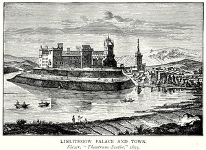 Linlithgow Sarayı ve Kasabası (gravür) by English School