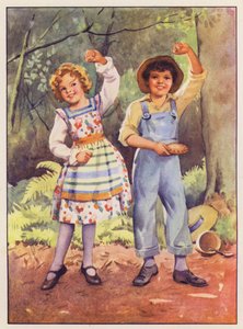 Küçük Jack Horner ve Küçük Bayan Muffet (renkli taş baskı) by English School