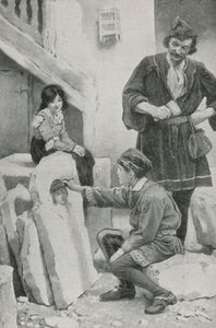 Küçük Michael bir portre çiziyor by English School