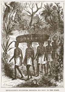 Vücudunu kıyıya getiren Livingstones takipçileri, J. Ewing Richie tarafından David Livingstone