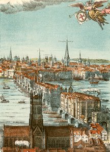 Londra Köprüsü (renkli gravür) by English School