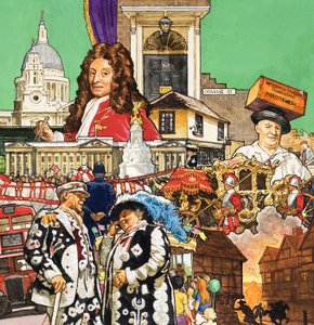 Londra Montajı (kağıt üzerine guaj) by English School