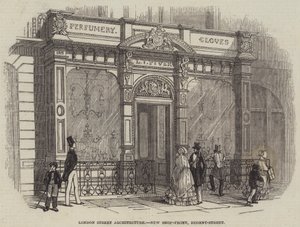 Londra Sokak Mimarisi, Yeni Mağaza Önü, Regent-Street (gravür) by English School