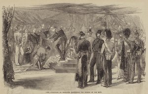 Lord Stratford de Redcliffe, Hamamın Emirlerini verirken (gravür) by English School