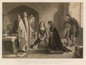Lord William Russell, infazından önce kutsal töreni alırken, 21 Temmuz 1683 (gravür) by English School
