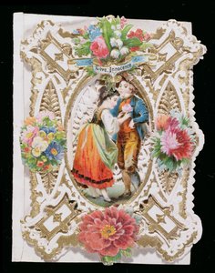 Aşk, Masumiyet, Sevgililer Günü kartı, c.1870 (kağıt üzerinde renkli taş) by English School