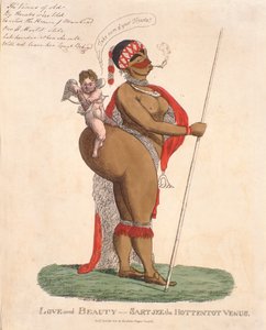 Aşk ve Güzellik - Sartjee the Hottentot Venüs, 1810 (el boyaması gravür) by English School