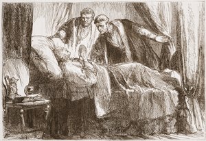 Luther ölüm döşeğinde, James Aitken Wylie (1808-1890) tarafından yazılan Protestanlığın Tarihinden bir örnek, pub. 1878 by English School