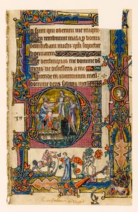 MS 1-2005, fol. 58r: Saul, Nob rahiplerini öldürmesi için Doeg
