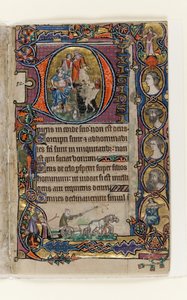 MS 1-2005, fol. 77r: David and the Fool, ilk olarak Macclesfield Psalter, Use of Sarum, East Anglia, c.1330