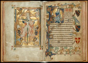 MS 242 f. 28v-29r Merhamet Tahtı, patronlarla, Mesih