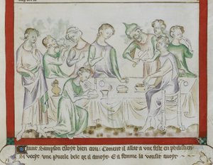 MS Royal 2 BVII, f.43 Bir Filistin Bayramında Samson ve Delilah