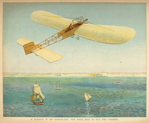 M. Bleriot tek kanatlı uçağında. Kanalı uçuran ilk adam. Küçük insanların hava gemileri kitabı. Londra : Ernest Nister, [1912] by English School