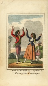 Katalonya'nın erkek ve kadını fandango dansı yapıyor by English School