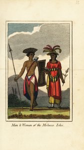 Molucco Adaları'nın (Maluku Adaları) erkek ve kadını by English School