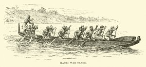 Maori War Canoe by English School