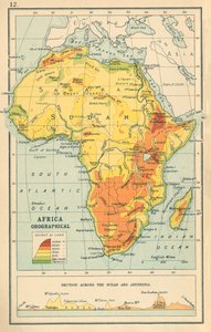 Harita: Afrika Orografik (renkli lito) by English School