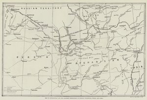 Afganistan Haritası ve Komşu Rusya Türkistan, İran ve Hindistan Toprakları by English School