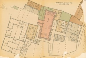 Guildhall, Londra Haritası ve yaklaşık 1750 civarı