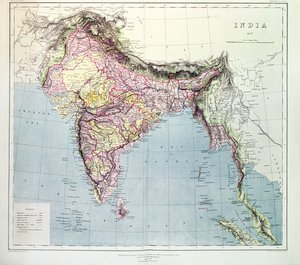 Map of India, published under the direction of Colonel H.R. Thuillier, R.E., Surveyor General of India, 1877 