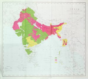 Hindistan Haritası, İmparatorluk Araştırmalarının ilerlemesini gösteren, Albay H.R. Thuillier, R.E., Hindistan Genel Müfettişi, 1888