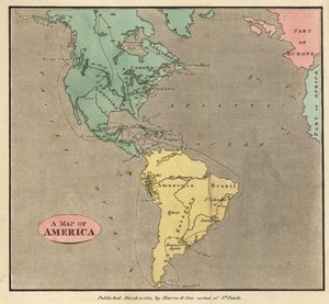 Amerika Kıtası Haritası, 1821 civarı by English School