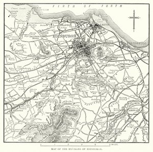 Edinburgh Çevre Haritası (gravür) by English School