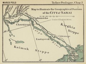 Sarai Şehrinin Coğrafi Konumunu Gösteren Harita (taş baskı) by English School