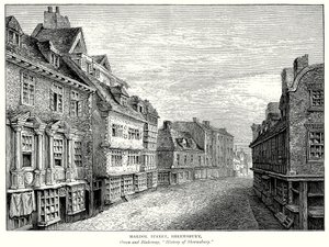 Mardol Caddesi, Shrewsbury (gravür) by English School