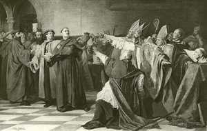 Martin Luther, Solucanlar Konseyi huzurunda (gravür) by English School