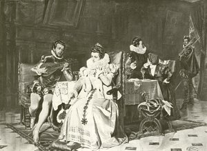 Mary Stuart ve Rizzio (gravür) by English School
