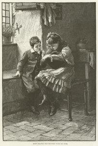 Mary, erkek kardeşine meblağlarıyla yardım ediyor by English School