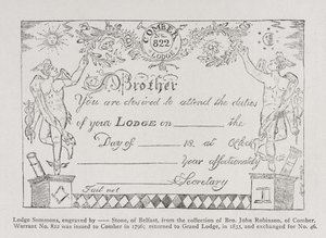 1796 tarihli mason locası celbi by English School